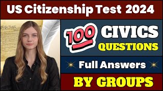 New 100 Civics Test Questions amp Answers for US Citizenship Interview 2024 Full Answers  By Groups [upl. by Rafael]