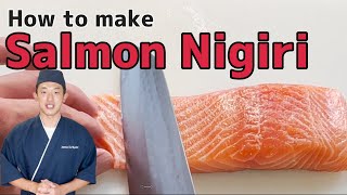 How to make Salmon Nigiri Sushi and roll from a fillet [upl. by Aiuqes396]