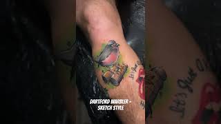 A Dartford Warbler as a sketch tattoo tattoo birdtattoo legtattoo tattooideas tattooartist [upl. by Chaney7]