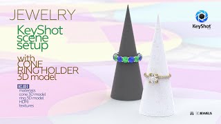 Sample of Ring Holder 3D Model with KeyShot Jewelry Render Scene Setup [upl. by Assyram]