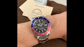 ロレックスGMTマスター4桁Ref1675赤青ベゼル1970年代前半製ROLEX GMT MASTERマーク2文字盤mark II dial vintagerolex [upl. by Blasien434]