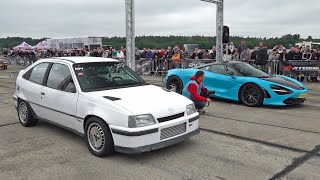 900HP Opel Kadett GSI 16V Turbo vs 1200HP McLaren 720S [upl. by Denis]