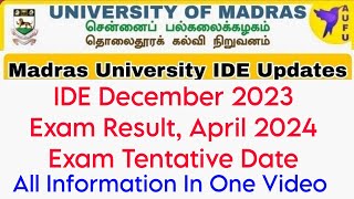 Madras University IDE December 2023 Results April 2024 Exam Assessment Full Details 👍 [upl. by Rennoc]