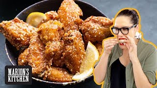 My IMPOSSIBLE wingscrispy AND sticky 💯Honey Lemon Chicken Wings 😱🍗😱🍗  Marions Kitchen [upl. by Jeane]