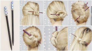 HAIR STICK HAIRSTYLES for medium hair 🌼 CHINESE HAIR STICK HAIRSTYLES [upl. by Martinelli]