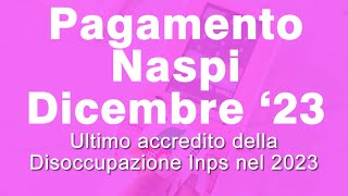 INPS paga la Naspi a Dicembre 2023 quando arriva [upl. by Gaylene]