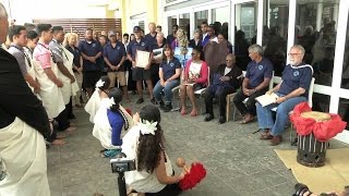 Hokulea crew meets Nobel Peace laureate Desmond Tutu in Cape Town [upl. by Repmek]