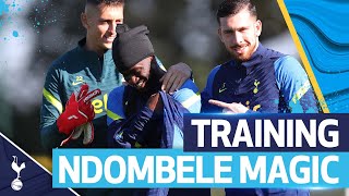 Tanguy Ndombeles sensational skills clinical finishing amp goalkeeper drills SPURS TRAINING [upl. by Gavrila]