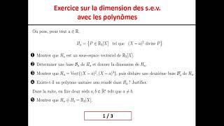 Exercice sur la dimension des sev avec les polynômes et montrer un isomorphisme [upl. by Yup]