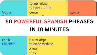 Learn 80 Spanish Phrases in 10 Minutes  Fast amp Easy Way to Speak Spanish [upl. by Aretak]