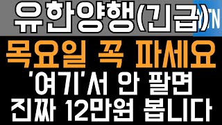 유한양행 주가전망  긴급 목요일 꼭 파세요 여기서 안 팔면 진짜 12만원 봅니다 [upl. by Yrogiarc]