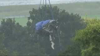 A crane recovers the first part of crashed jet in Shoreham [upl. by Gilles]