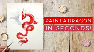 Celebrate Lunar New Year with this STUNNING Red And Gold Watercolour Dragon [upl. by Acsicnarf]