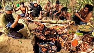 Full Goat Cooking Grilled Whole Mutton Sekwa Survival in Jungle Nepali Style Ex Romeo Jungali Life [upl. by Chace]