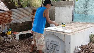 PAGPINTURA NG NITSO SA SEMENTERYO painting cemetery [upl. by Aehsrop]