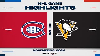 NHL Highlights  Canadiens vs Penguins  November 2 2024 [upl. by Bartholomew]