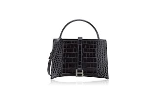 Balenciaga Croc Effect East West Hourglass Small Top Handle Gray [upl. by Narmis867]