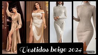 VESTIDOS DE MODAVESTIDOS BEIGE 2024 VESTIDOSDEMODA moda dresses vestidoselegantes vestidos2024 [upl. by Ramsay]