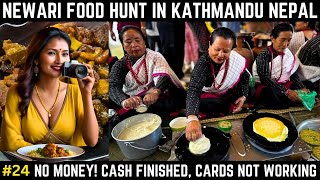 Newari food hunt in Kathmandu Nepal  Nepal food tour  Newari Bara Mutton and Chicken Pickle [upl. by Anairda]