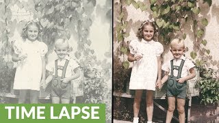 Time lapse restoration amp colorization of incredibly old photo [upl. by Sutsuj118]