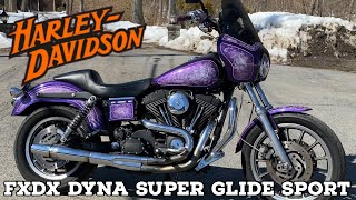 FXDX DYNA Super Glide Sport Harley Davidson Concord Purple Thunderheader Exhaust [upl. by Soisinoid]