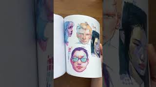 Flipping through my art books🦋📚💚 art drawing portraitdrawing chrishongart shorts [upl. by Eardna]