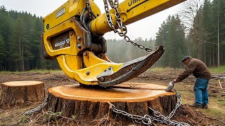 Extreme Dangerous Fastest Big Chainsaw Cutting Tree Machines  Monster Stump Removal Excavator 75 [upl. by Erline]