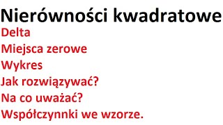 Nierówności kwadratowe  wszystko co musisz wiedzieć w 50 minut [upl. by Aryl229]