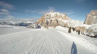 Lagazuoi Dolomites  skirun to Armentarola most beautiful slope filmed on GoPro HD Hero [upl. by Newo774]