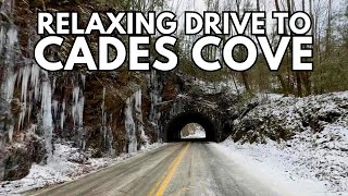 Relaxing 4K Snowy Drive To Cades Cove In The Great Smoky Mountains National Park [upl. by Nanyk]