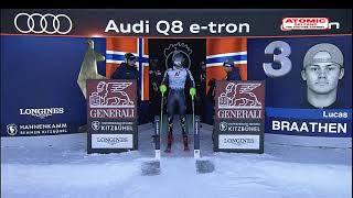 Lucas Braathen 🇳🇴  mens slalom Kitzbuhel 1st run Jan 22 2023 weareskiing atomic [upl. by Salman]