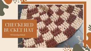 Checkered bucket hat tutorial  how to crochet bucket hat for beginners [upl. by Saxe]