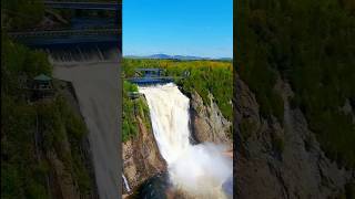 Unbelievable breaktaking view of Quebec waterfall Montmorency canada quebec montmorencyfalls [upl. by Herwick]