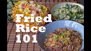 How to Make Any Fried Rice  Three Flavors and Recipes 沙茶牛肉炒饭菠萝炒饭菜心炒饭 [upl. by Pace]