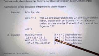 Dezimalzahlen Teil 7 von 9 Multiplikation von zwei Dezimalzahlen [upl. by Hulda]