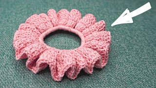 Denne Hæklede HÅRELASTIK er den eneste du behøver  Hæklet Scrunchie [upl. by Finella314]