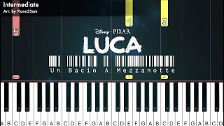 Intermediate Un Bacio A MezzanotteQuartetto Cetra  LUCA  Piano Tutorial with Finger Numbers [upl. by Cousins]