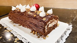 ❄️RECETTE inratable De BÛCHE De NOËL au chocolat🍫 👩‍🍳 FACILE et rapide ❄️ [upl. by Durwyn]