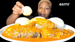 African food mukbang fufu with tilapia fish pepper soup and chicken wing eating Sound ASMR [upl. by Eggleston805]