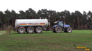 Gülle Fahren New Holland T7070 mit Rheinland 24m³ Fass HD [upl. by Ethban]