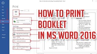 how to print a booklet in ms word 2016 step by step tutorial [upl. by Rednazxela]