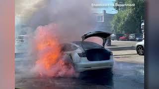 Officials Electric car fires could become more common as lithiumion batteries become more popular [upl. by Maggee798]