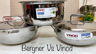 🛍Top 2 triplySteel Kadai 2023 Vinod Platinum Vs Bergner Argent KadhaiHow to Choose right cookware [upl. by Imot704]