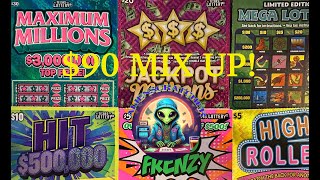 90 MIX UP  Texas Lottery Scratch Off Tickets [upl. by Rohpotsirhc]