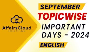 September 2024  Important Days  English  AffairsCloud [upl. by Navaj]