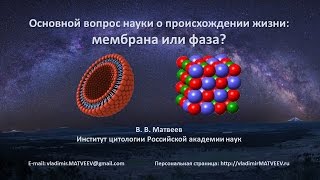 Владимир Матвеев Основной вопрос науки о происхождении жизни мембрана или фаза [upl. by Nyrem455]