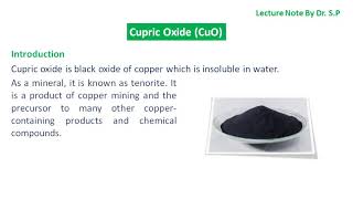 Preparation Properties and Uses of Cupric Oxide [upl. by Mahtal994]