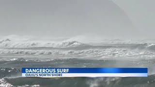 Cautions raised about high surf on Oahu’s North Shore [upl. by Granthem]