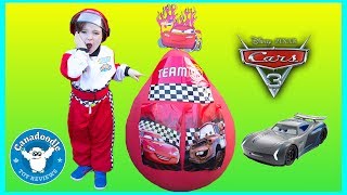 Cars 3 Toys GIANT EGG SURPRISE OPENING Disney Pixar Lightening McQueen kids video Canadoodle [upl. by Otes]