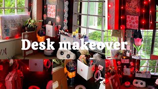 New desk makeover 🌷🪞 diy shelf makingsetting lights [upl. by Adirahs]